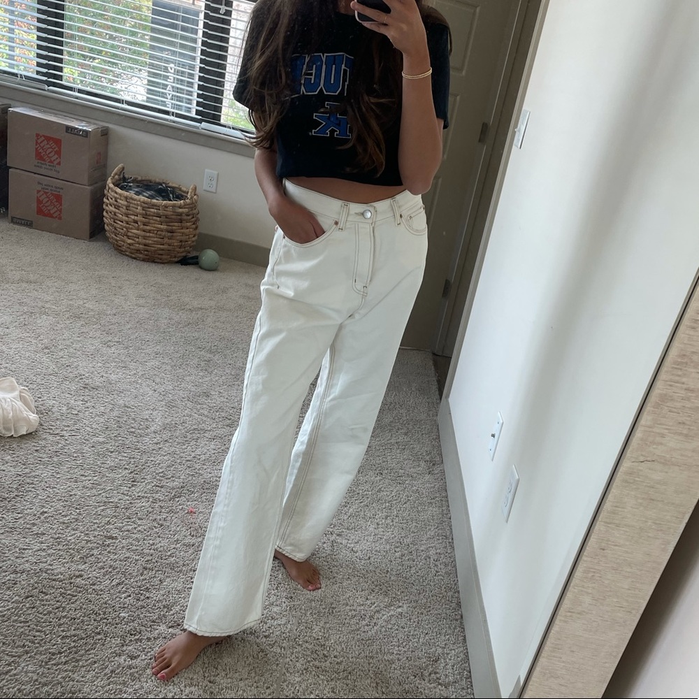 Cream denim jeans